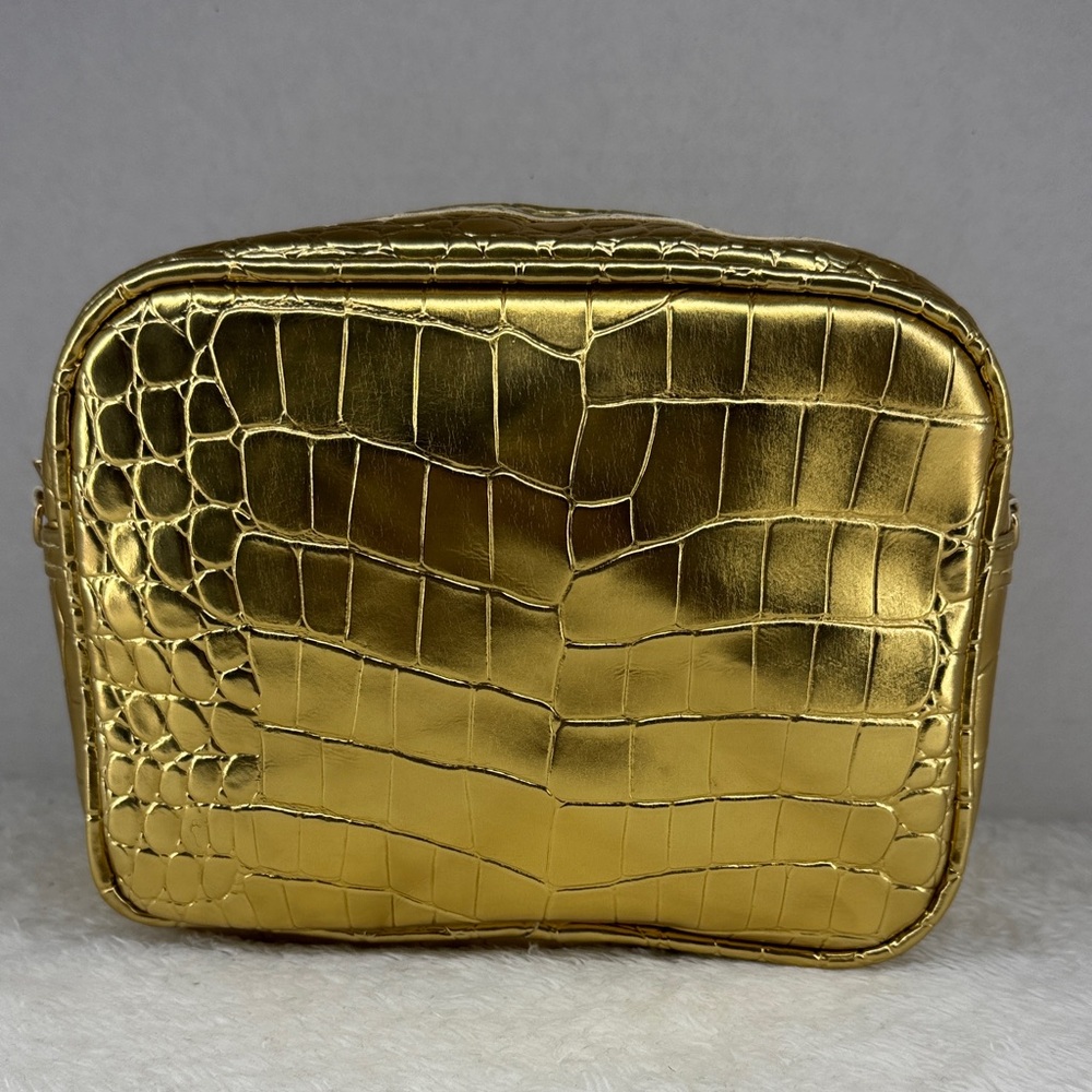 Gold Crocodile Embossed Women's Bag